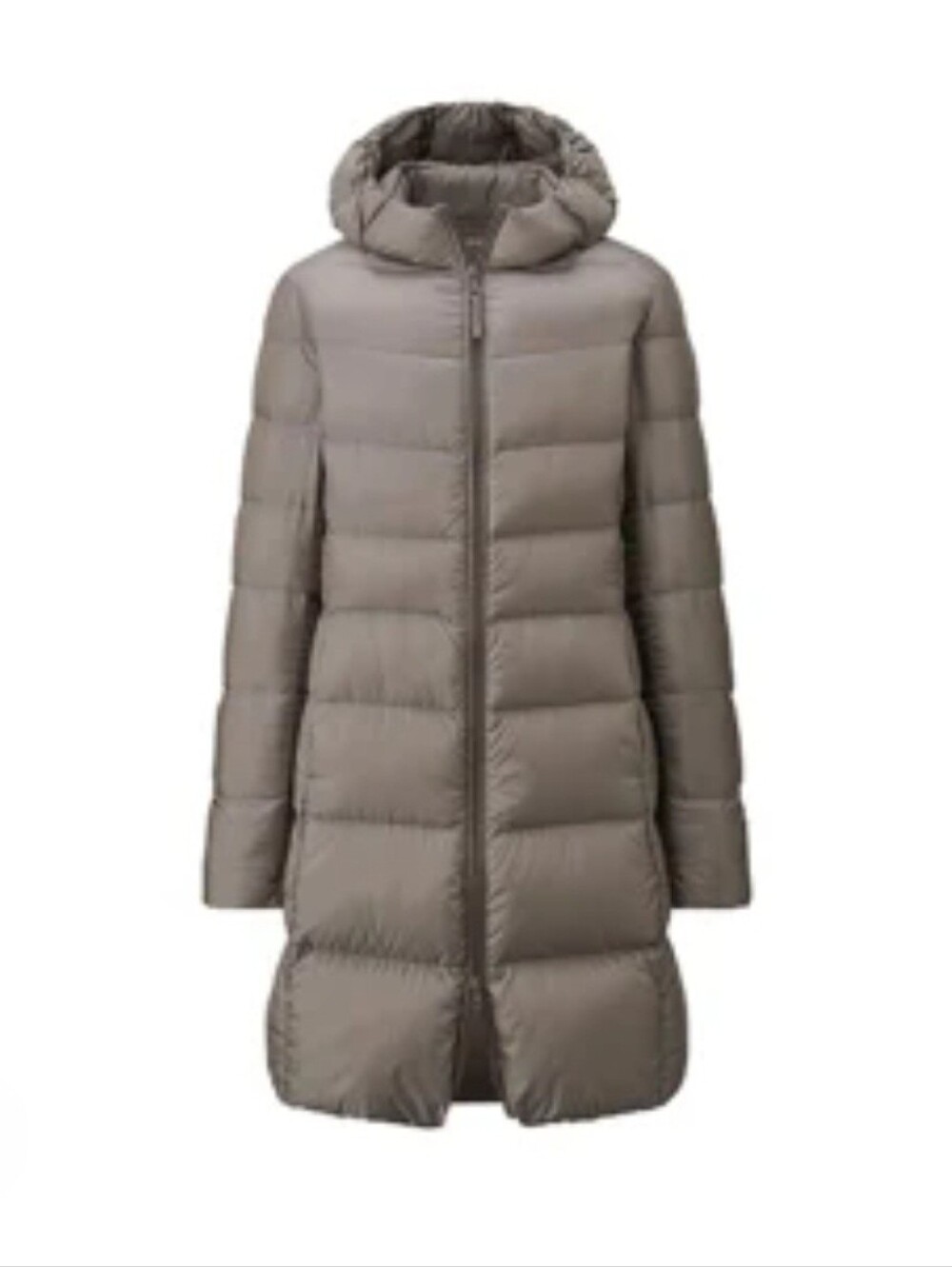 NWOT Uniqlo Ultra Light Down Coat Womens M Hooded Long Puffer Double Zip + BAG